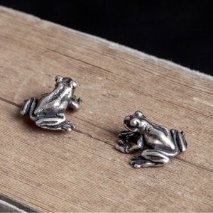 Halloween Sterling Silver S925 Frog Earrings Ear Studs